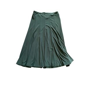 Jody California Green Stretch Flair Slinky Pull On A-Line Midi Skirt Sz M